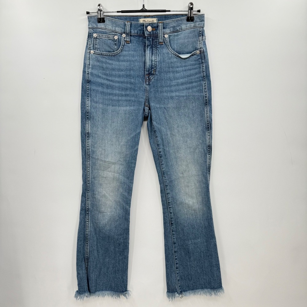 Madewell Cali Demi Boot Jeans Frayed Hem High‎ Rise Denim Blue Size 26